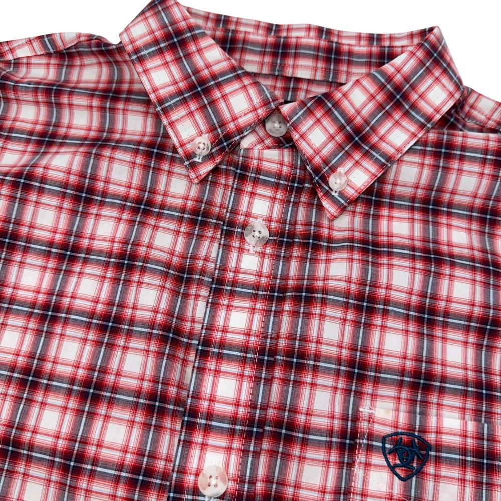 Boys‎ Ariat Pro Series Plaid Button Up Shirt Long Sleeve Size L G 14 16 Stretch